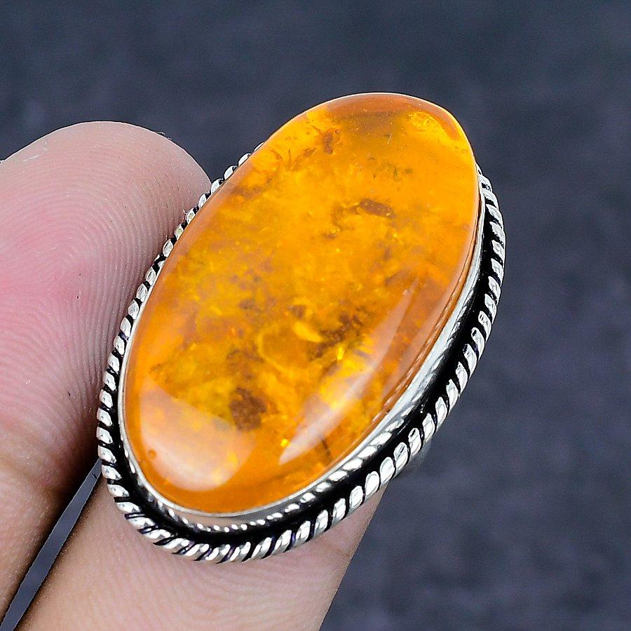 Baltic Amber Gemstone 925 Sterling Silver Jewelry Ring Size 6