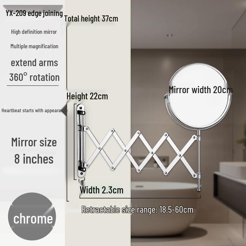 Double-Sided Retractable Wall-Mounted Vanity Mirror for Makeup and Dressing