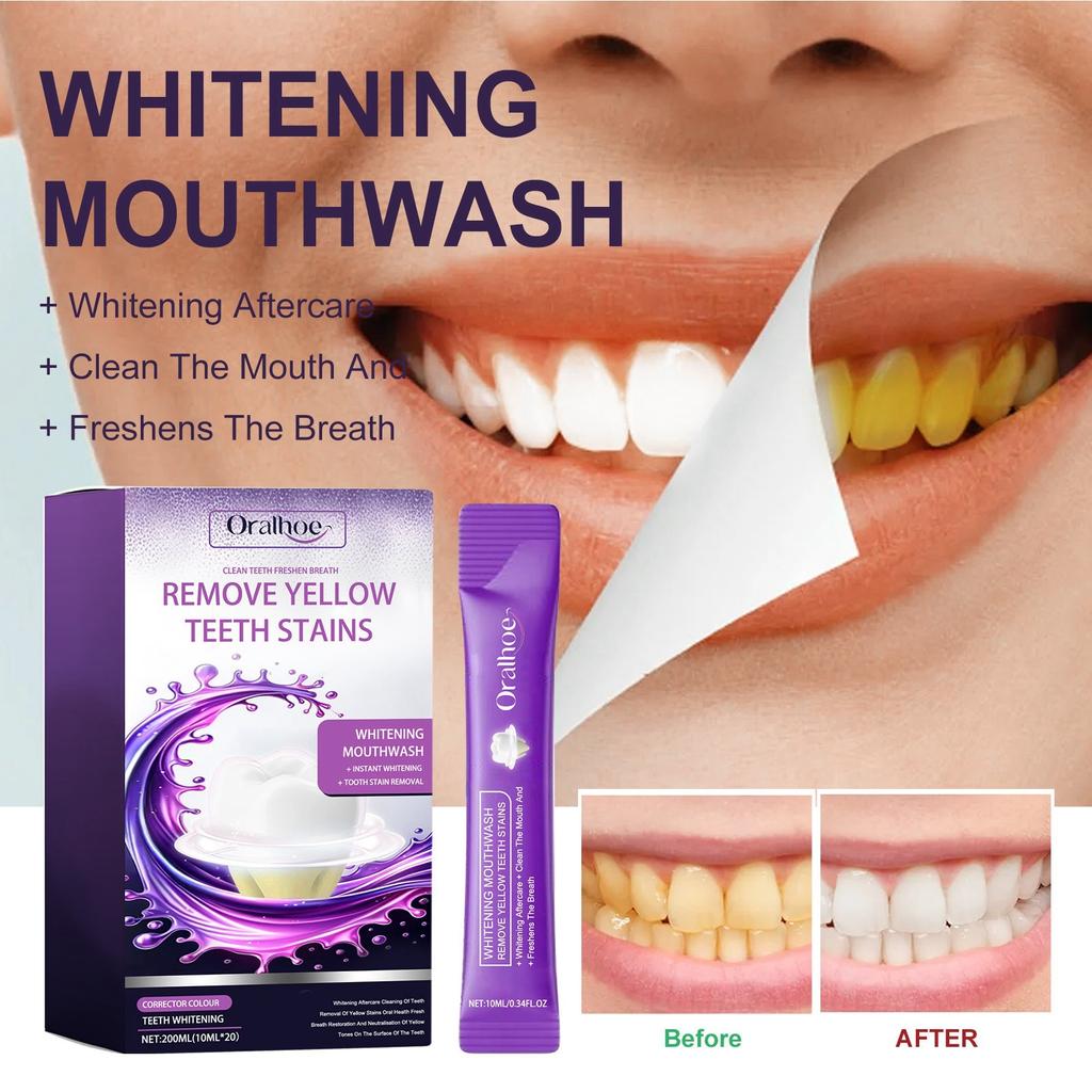 Purple Teeth Whitening Mouthwash Teeth Cleaning Yellow Teeth Stains Whitening Fresh Breath Oral Care 200ML