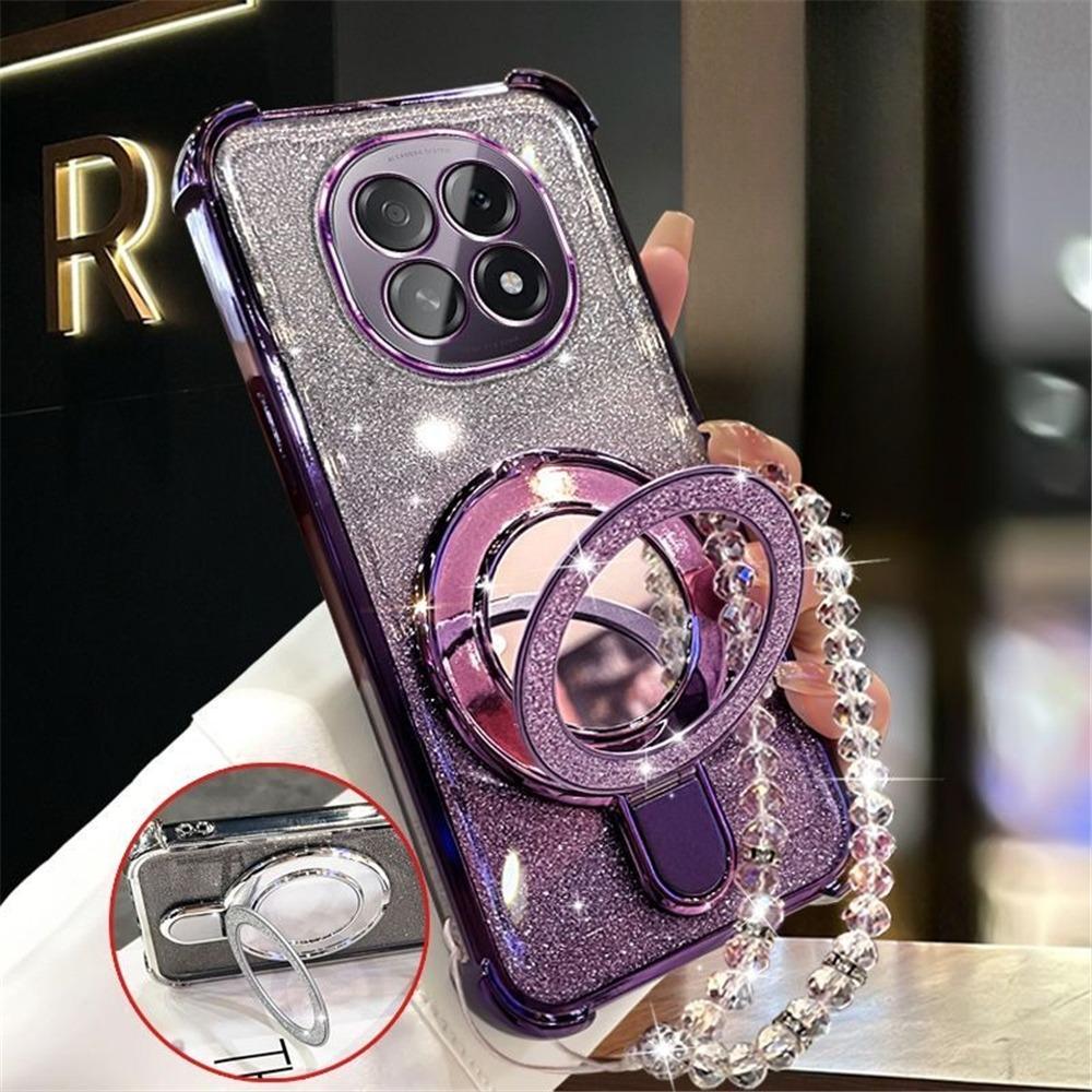 Glitter Mirror Holder Bracelet Phone Case For Samsung Galaxy Note 20 Ultra Note 10 Plus Soft Silicone Shockproof Stand Cover