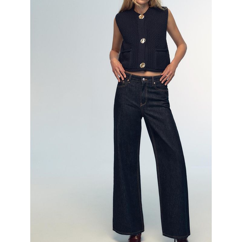 Za2024 Autumn New Women's Clothing Single-Breasted Round Neck Sleeveless Thick Needle Knitting Vest Jacket 5802112 401