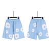 Men Women Streetwear Oversized Denim Shorts With Cotton Puff Floral Print Loose Fit Short Pants