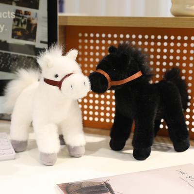 Cute Simulation Little White Horse Doll Plush Toy Foal Black Hat Doll Children'S Doll Birthday Gift