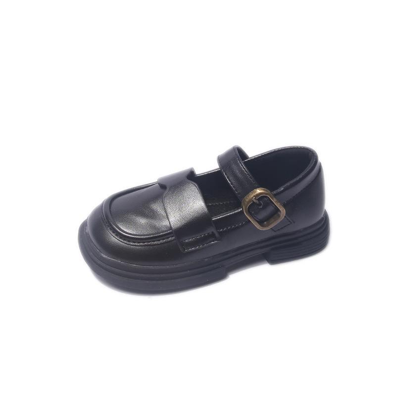 

[Toddler Patent Leather Square Toe Shoes Soft Sole Girls Princess Casual Shoes with Magic Tape Closure] size 25 чорний