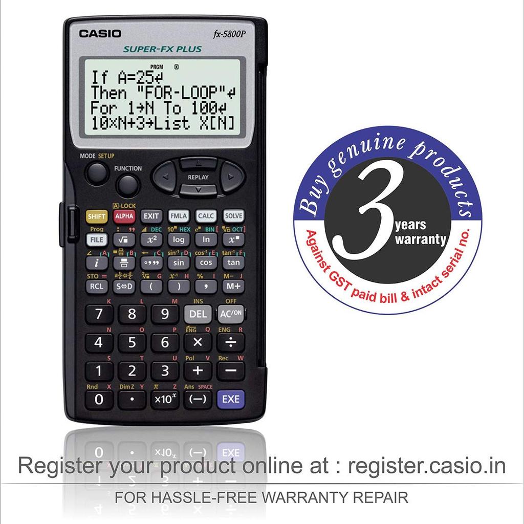 Casio Program Scientific Calculator 407 Functions 10 Digits FX-5800P-N