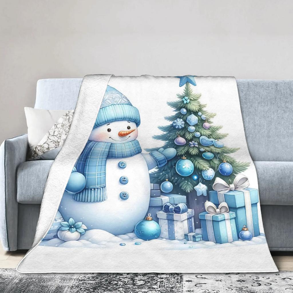 Christmas Snowman Plush Flannel Throw Blanket for Kids Soft Warm Bedspread for Couch Bed Custom Quality Blanket Gift for Childre