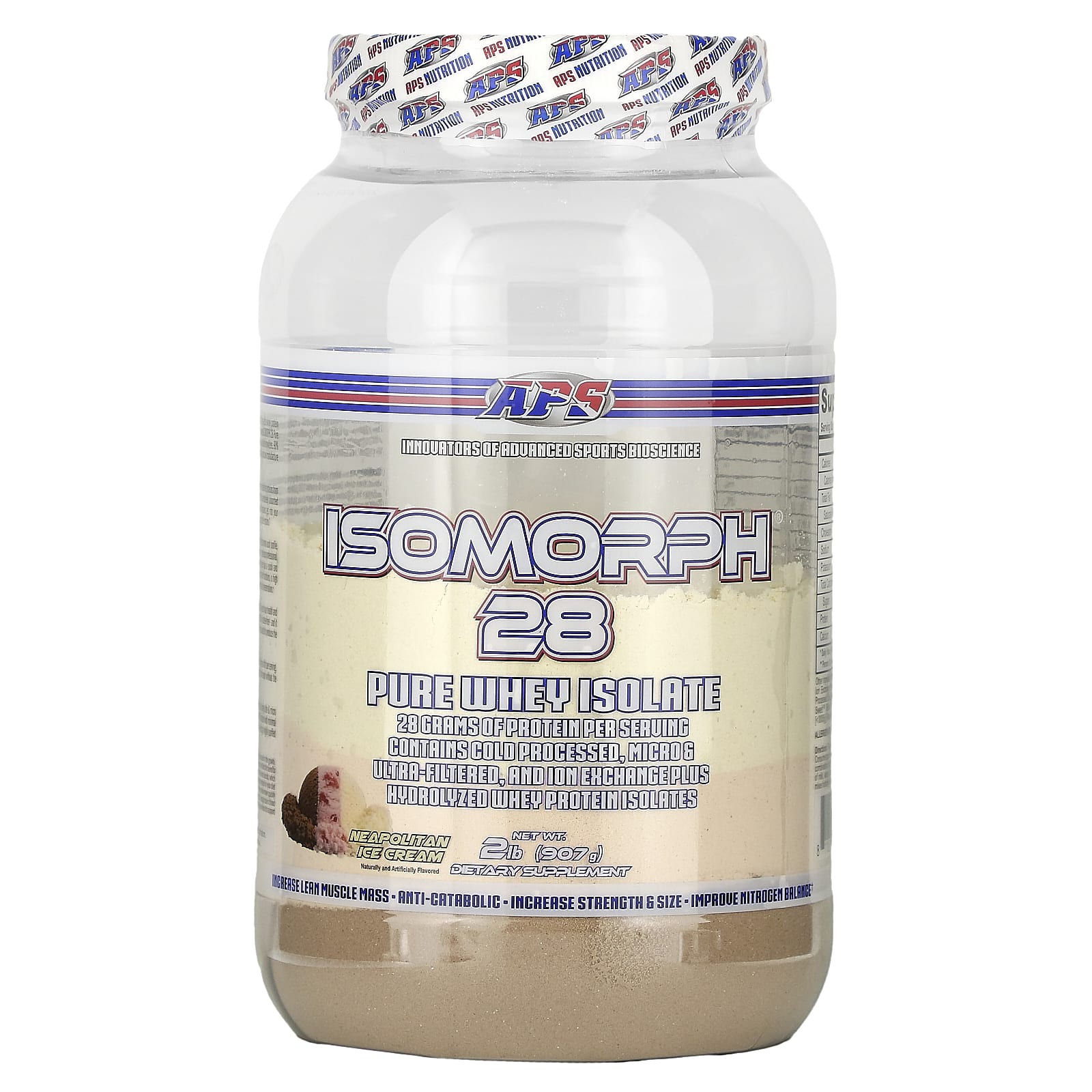 

APS, Isomorph 28, pure whey isolate, Neapolitan ice cream, 2 lb (907 g)