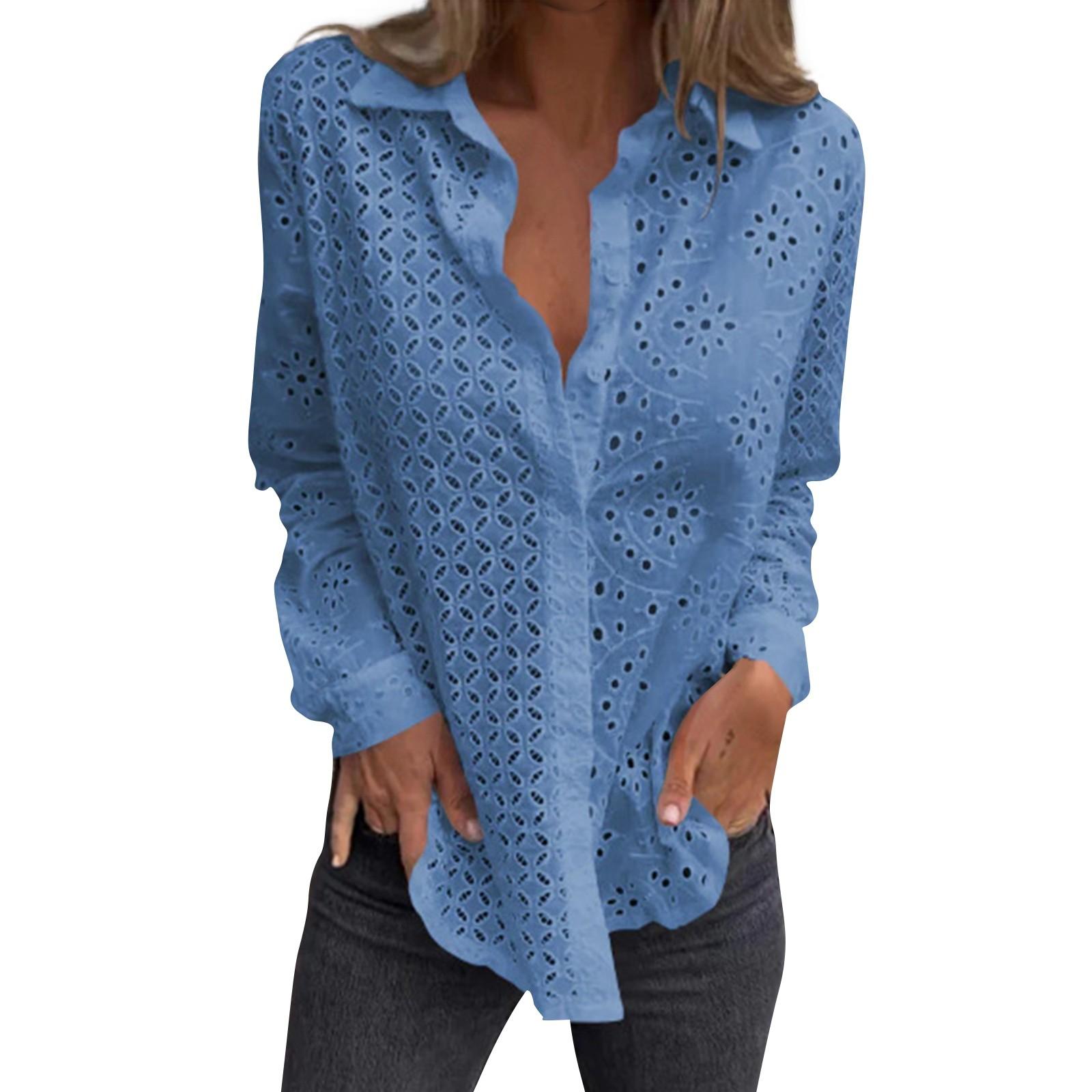 

Женская элегантная плиссированная приталенная блузка с полувысоким воротником и длинными рукавами S синий