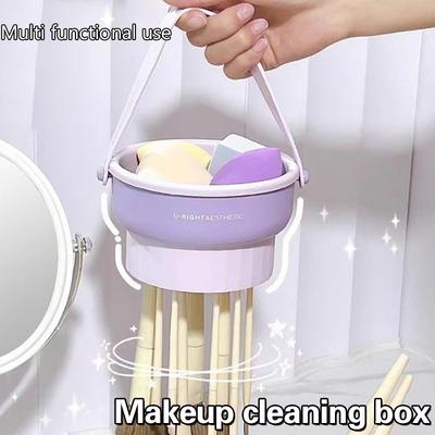 Makeup Brush Cleaning Bowl Beauty Egg Cleaning Tool Storage Set Brush Powder Puff Dry Cleaning Silicone Drying Shelf