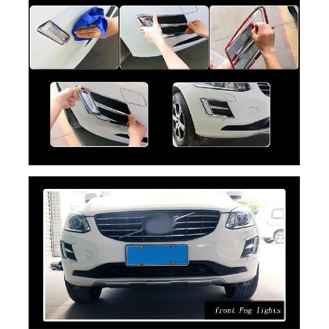 Car Styling Front Fog Lamps Cover Grille Slats Car Fog Lights Cover Decoration ABS Stickers Strips for Volvo XC60 2014-2016 Year