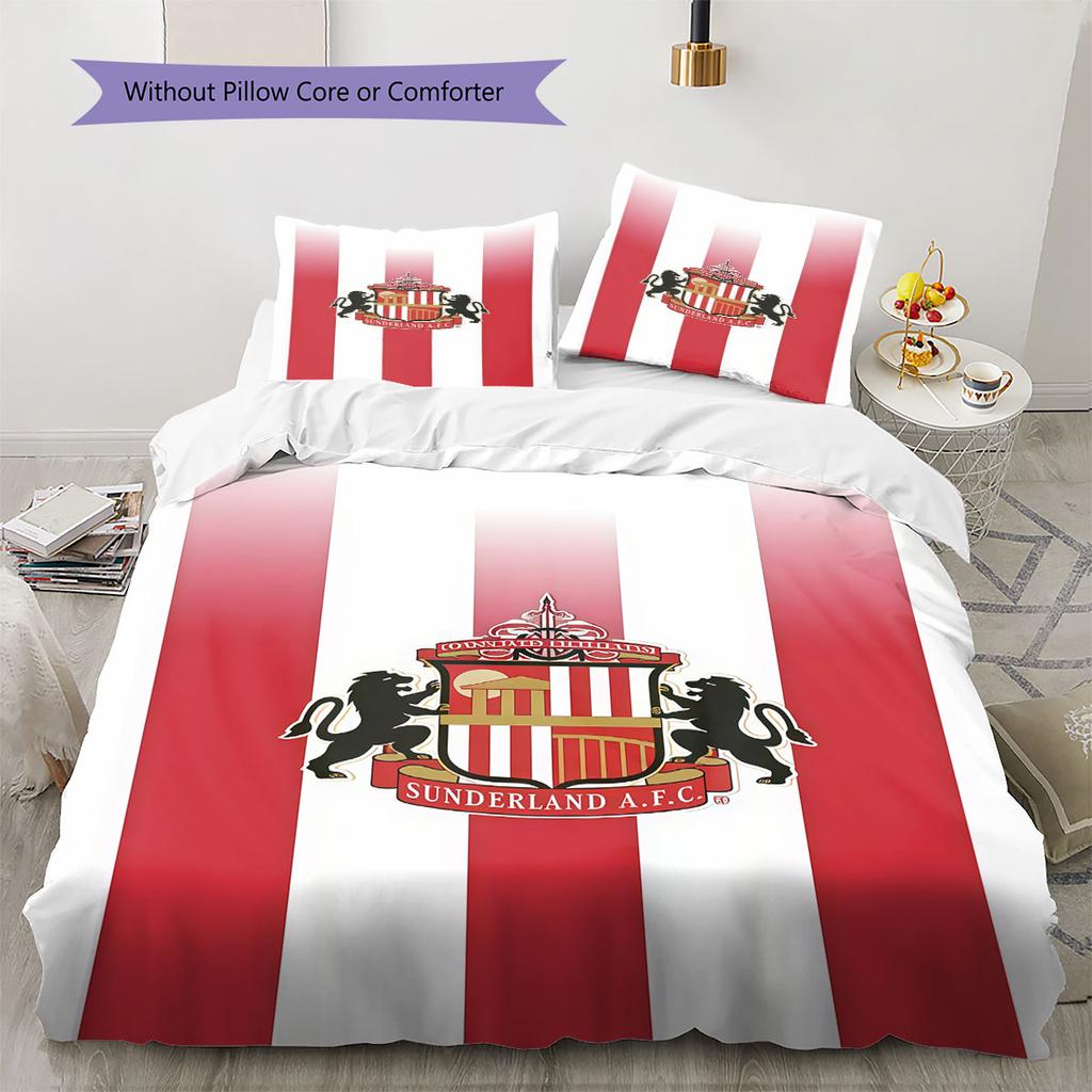 סט מצעים שמיכה עם לוגו SAFC כיסוי שמיכה ציפית לציפית קישוט לבית מתנת יום הולדת (1 * כיסוי שמיכה + 2 * ציפות, ללא ליבה)
