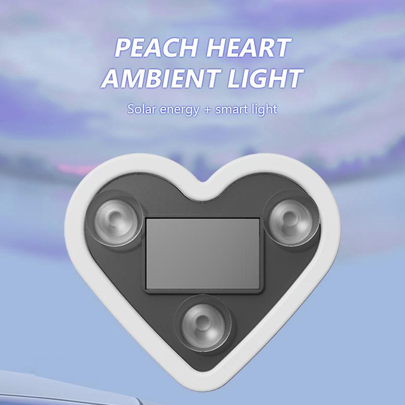 SEAMETAL LED Car Window Ambient Lamp Solar Energy Wiring Free Glowing Heart Atmosphere Neon Light Car Interior Decoration Accessories