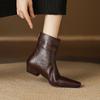 Mote 2025 Nye Høst Dame Støvletter Firkantet Tå Lav Hæl Støvletter for Damer Delt Skinn Dame Sko Retro Vinter Ankelstøvletter Damesko
