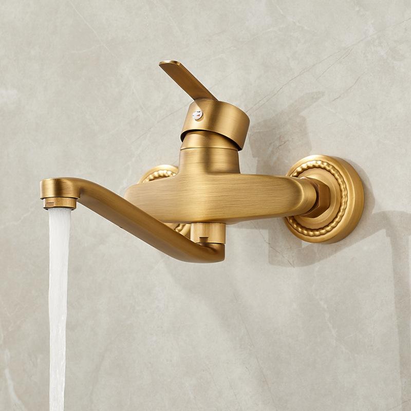 Antique Hot and Cold Bathtub Faucet Wall Mounted 360 Rotate Bathroom Basin Faucets Mop Pool Tap Outdoor Balcony faucet