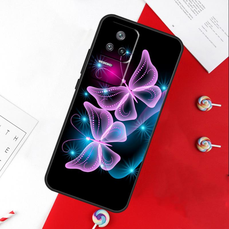 Luxury Blue Butterfly Butterflies Cover For Xiaomi 13T 11T 12T 14T Pro 13 14 15 Ultra POCO X7 Pro X3 X5 X6 F5 F6 M6 Pro Case