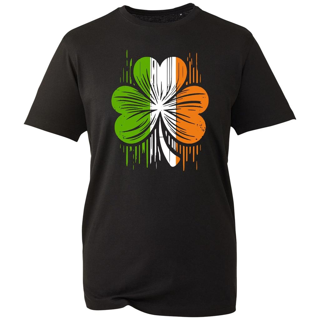 St Patrick's Day T-Shirt, Ireland Flag Shamrock Cute Clover Mens Unisex Tee