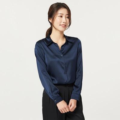 Camisa Feminina de Manga Comprida em Seda de Amoreira Real 2025 - Cetim de Caimento Solto para Deslocamento Profissional