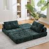 Foldable Sofa Bed with Cushions, Foldable Mattress with Backrest, Comfortable Floor Sofa for Living Room and Bedroom (Dark Green Chenille)
