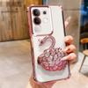 KEYSION Shockproof Plating Phone Case for VIVO Y29 4G Clear Soft TPU Glitter Jewelled Swan Kickstand Back Cover for IQOO Z10X 5G
