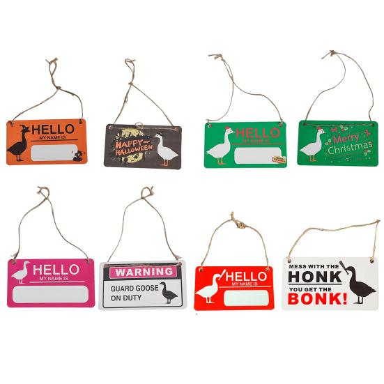 Porch Goose Hanging Sign Weather-proof Outdoor Garden Patio Yard Goose Statue Halloween Christmas Welcome Decorative Plaque