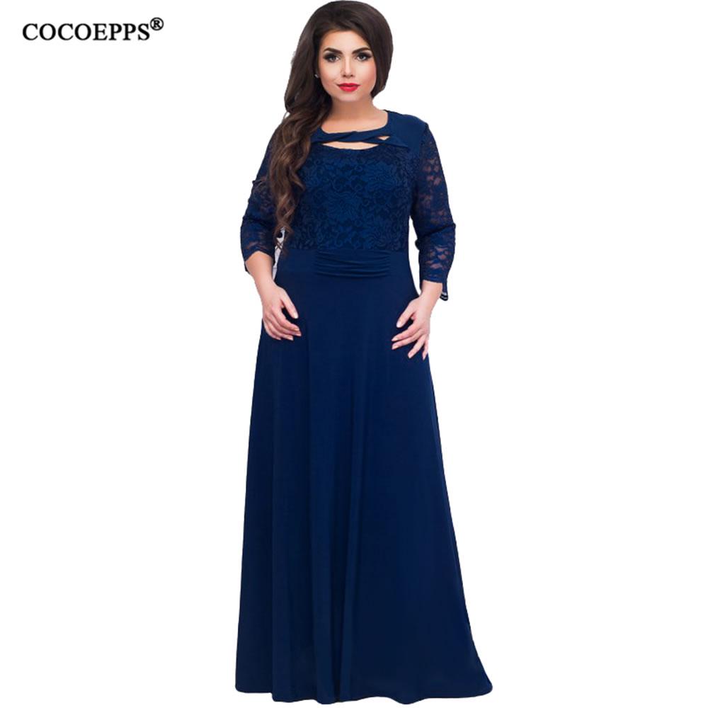 Women 6XL Lace Maxi Dress Long Plus Size Vintage Ladies Evening Party