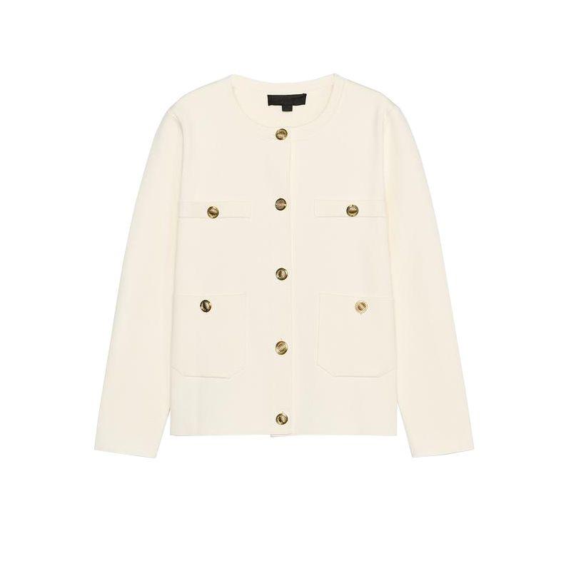 New Product Women's Clothes Fashion Style Stickers Pocket Decoration Minimalist round Neck Long Sleeves Easiest for Match Knitting Outwear 4192050