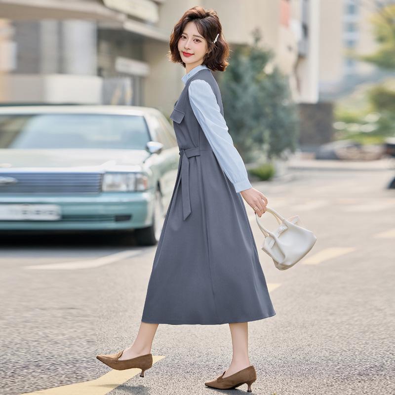 2025 Spring Women's Slimming Mid-Length Spliced Two-Piece Dress MJ2513