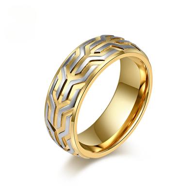 Creative Embossed Tire Pattern Men's Ring, Personalized Fashion Retro Men's Decoration