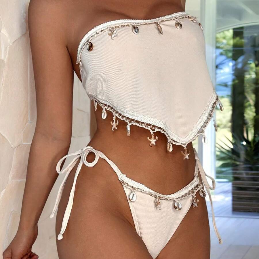 

Новая Модная Коллекция Сексуальных Раздельных Купальников Бикини для Европейских и Американских Женщин 2025 XL белый