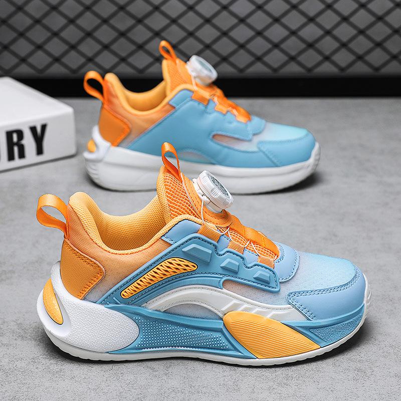 Children's Shoes Mesh Breathable 2025 Spring and Autumn New Casual Boys Children's Shoes Rotating Button Girls Running Shoes