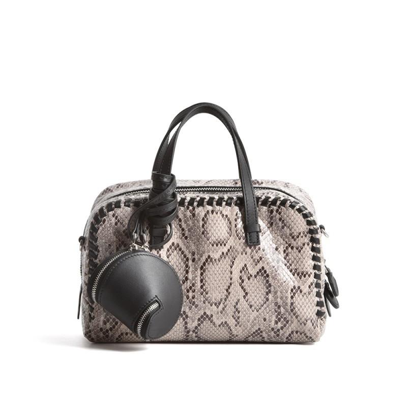 Head Layer Cowhide Snake Pattern Small Square Bag Crossbody Texture Simple Fashionable Handbag Bowling 25x10x14.5cm