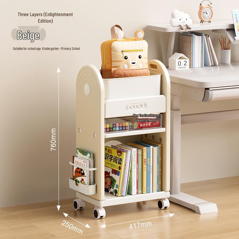 Fünfstöckiges Kinderbücherregal & Mobiles Aufbewahrungsregal, Mehrstöckiges Bücherregal & Rollwagen für Rucksäcke
