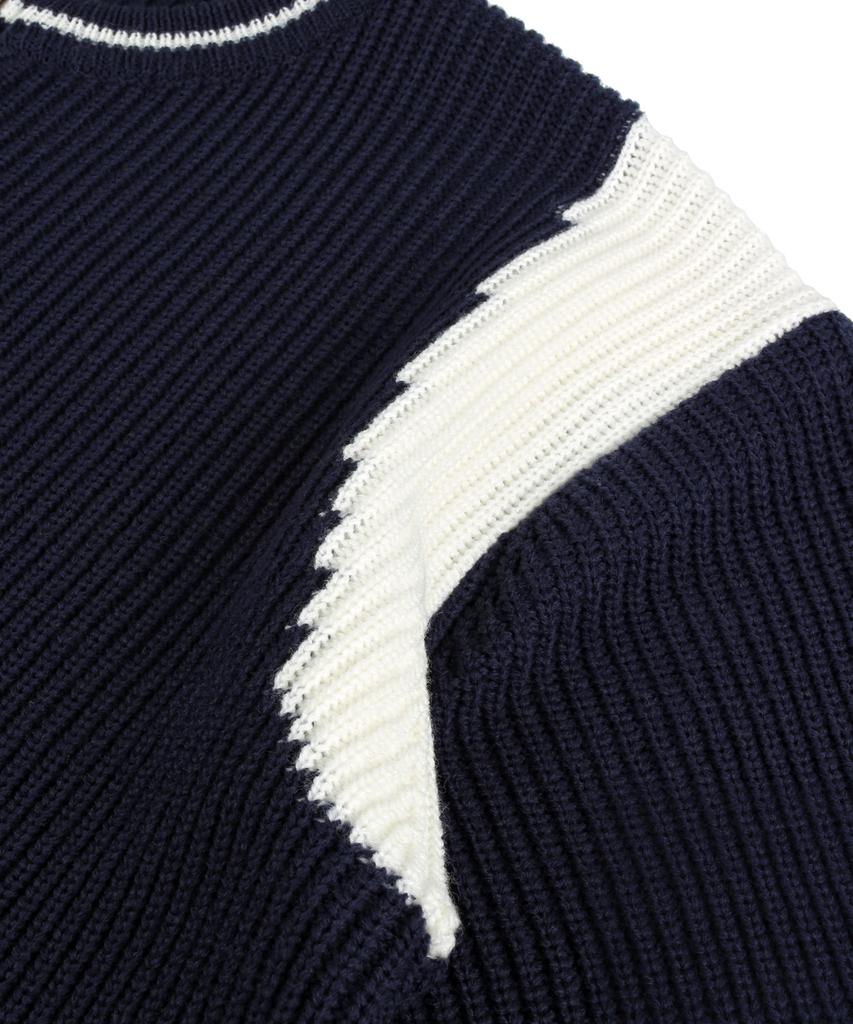 NODU Varsity Two-Way Zip-Up Knit [Navy]