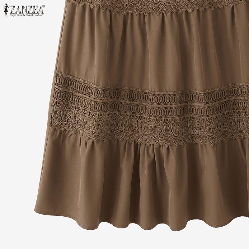 ZANZEA Women Casual Elastic Waist Loose Long Skirts