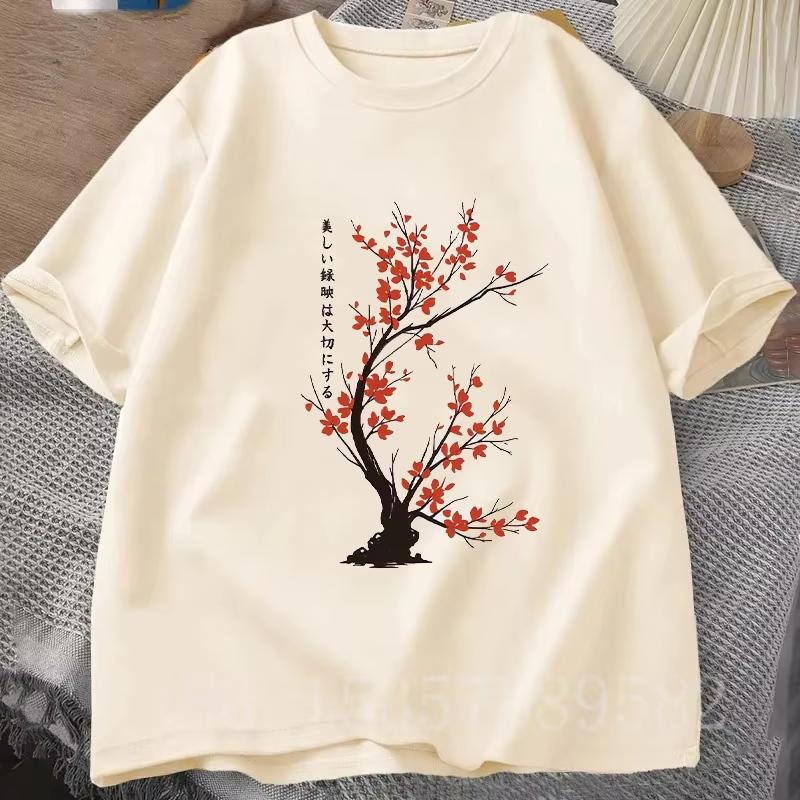 Kirschgrafik Druck T-Shirts Herren Baumwoll-T-Shirt Unisex Kurzarm-T-Shirt Oberteile Übergroße T-Shirts Sommerkleidung