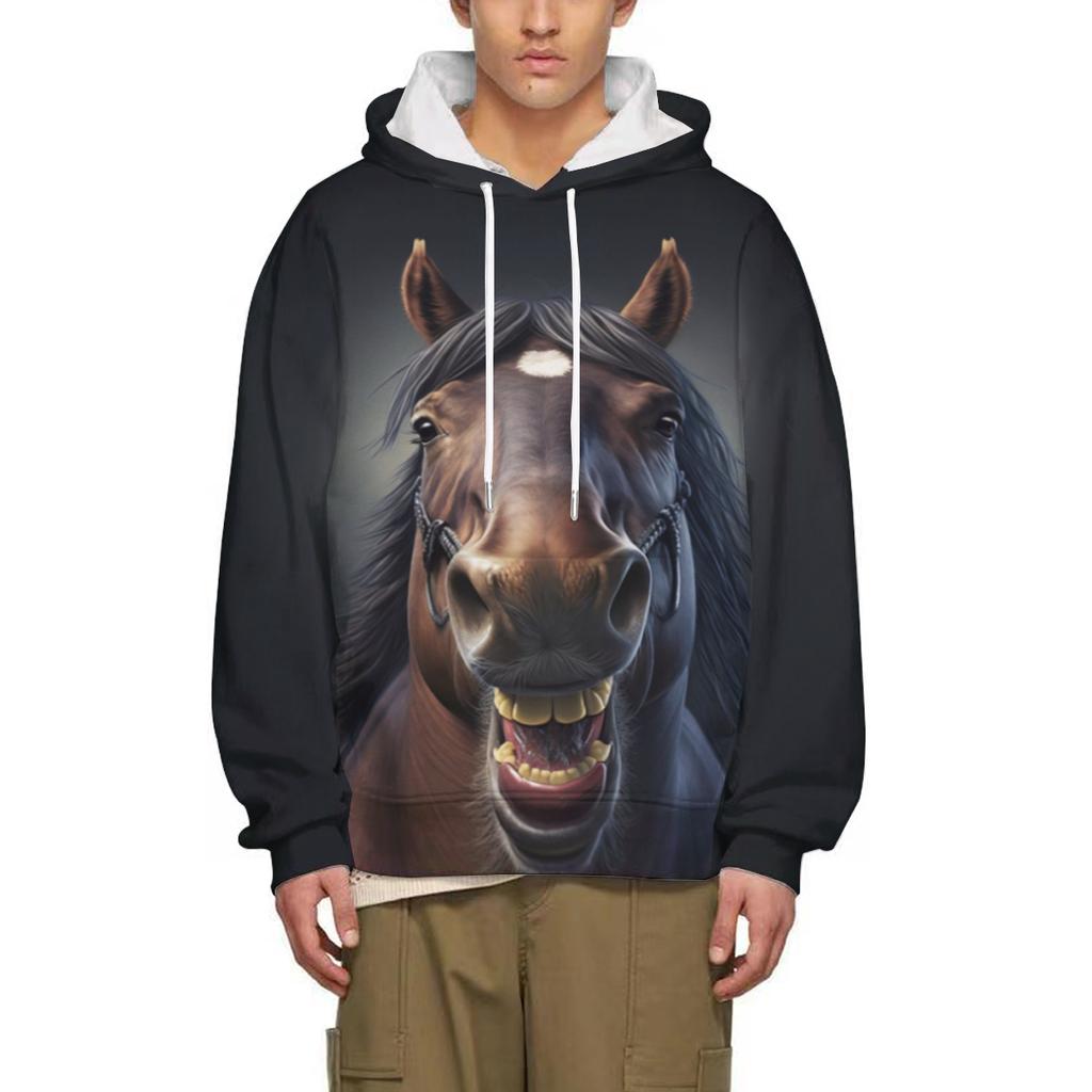 Frühlings- und Herbstmode 3D-Druck Niedliches Tier Pferd Herren-/Damen-Hoodie Street Persönlichkeit Wild Lockeres Oberteil