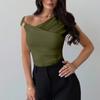 Women Asymmetric One Shoulder Top Slim Fit Sleeveless Blouse Office Wear Stylish Workwear Vest Shirt