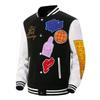 Mens Thick Winter Baseball Jacket With Stand Collar Patchwork Embroidery Fleece Lined Vintage Style