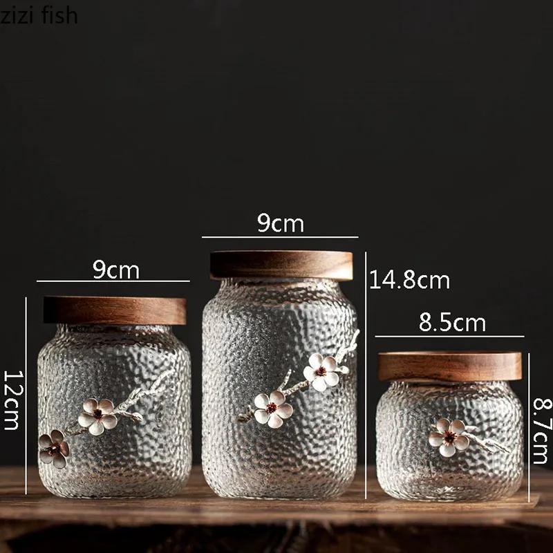 Hammer Pattern Glass Storage Jar Creative Three-dimensional Plum Blossom Candy Dried Fruit Jar Tea Jar Home Storage Container