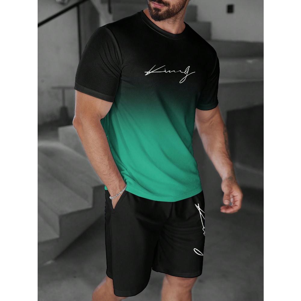 Fashion Men's Short Sleeve Suit Casual Loose Printing Versatile Unisex Sports Clothing