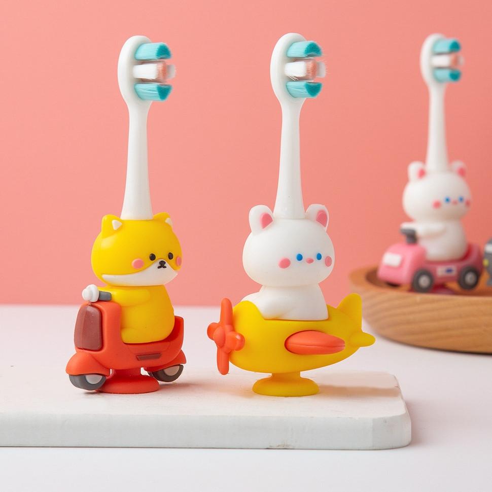 Cartoon Car Little Dinosaur Children's Toothbrush Toothbrush Super Soft and Not Harmful To Gums Children's Toothbrush Silicone Toothbrush
