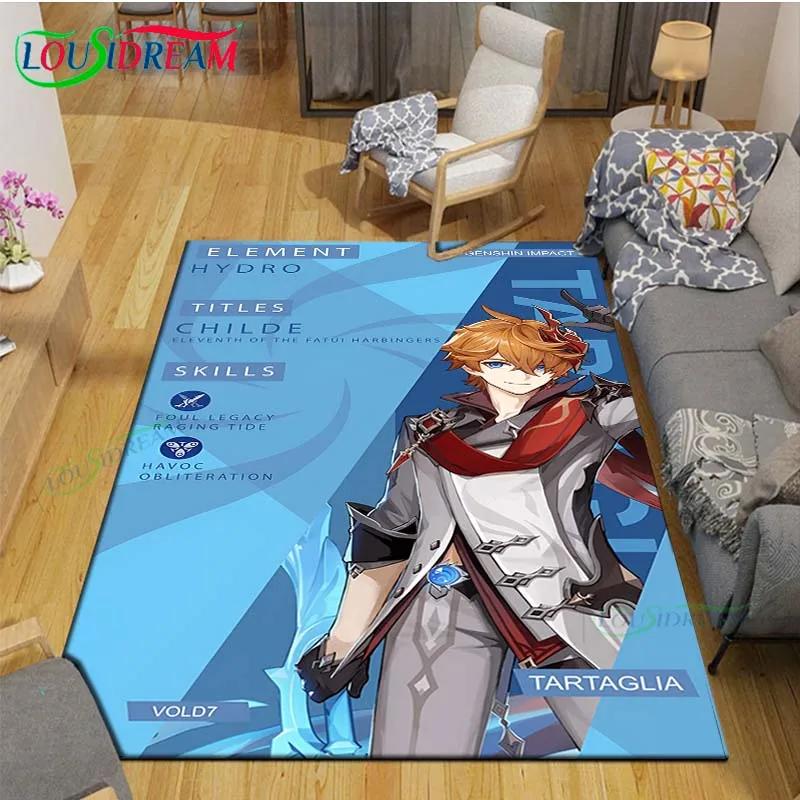 Popular Cartoon Game G-Genshin Impact Printed Carpet Living Room Anti-Skid Area Rug Kids Bedroom Mats Yoga Mat Carpet Decor Gift