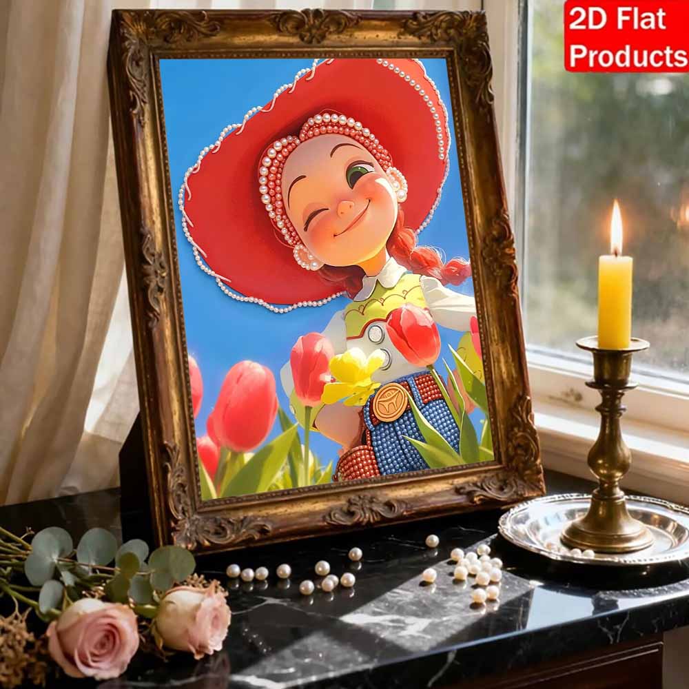 Disney Pearl Painting Toy Story Trish and Flowers Handmade DIY Pearl Gemstone Painting Pictures Crafts Special Shape Home Wall Decoration