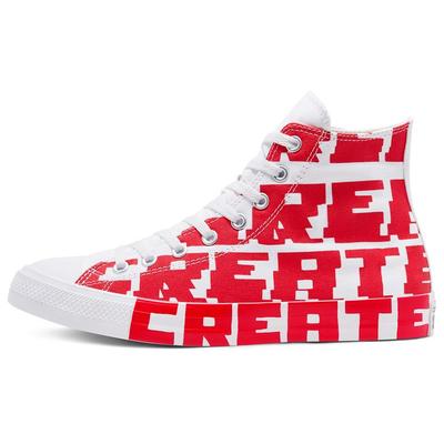 Chuck Taylor All Star Comfortable High Top Canvas Shoes Unisex Sneakers White Red 168554C