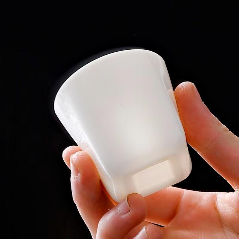 Taza de Té de Porcelana Jade Hielo de Lujo Taza Maestra de Cerámica China para Elaboración Casera Juego para Beber Té de Arcilla Blanca de Dehua Regalo