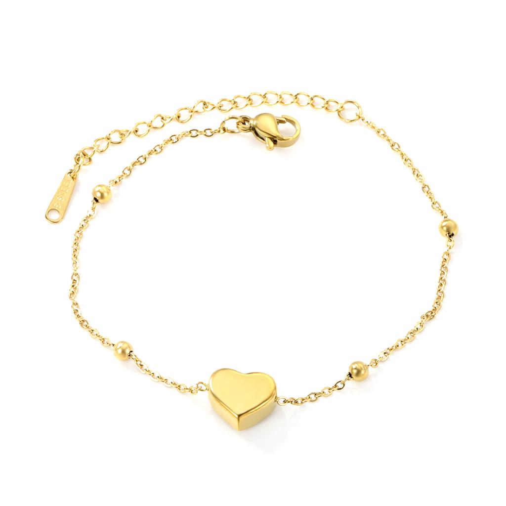 Jewelry three-dimensional heart-shaped bracelet niche design versatile love jewelry electroplated 18K stainless steel bracelet