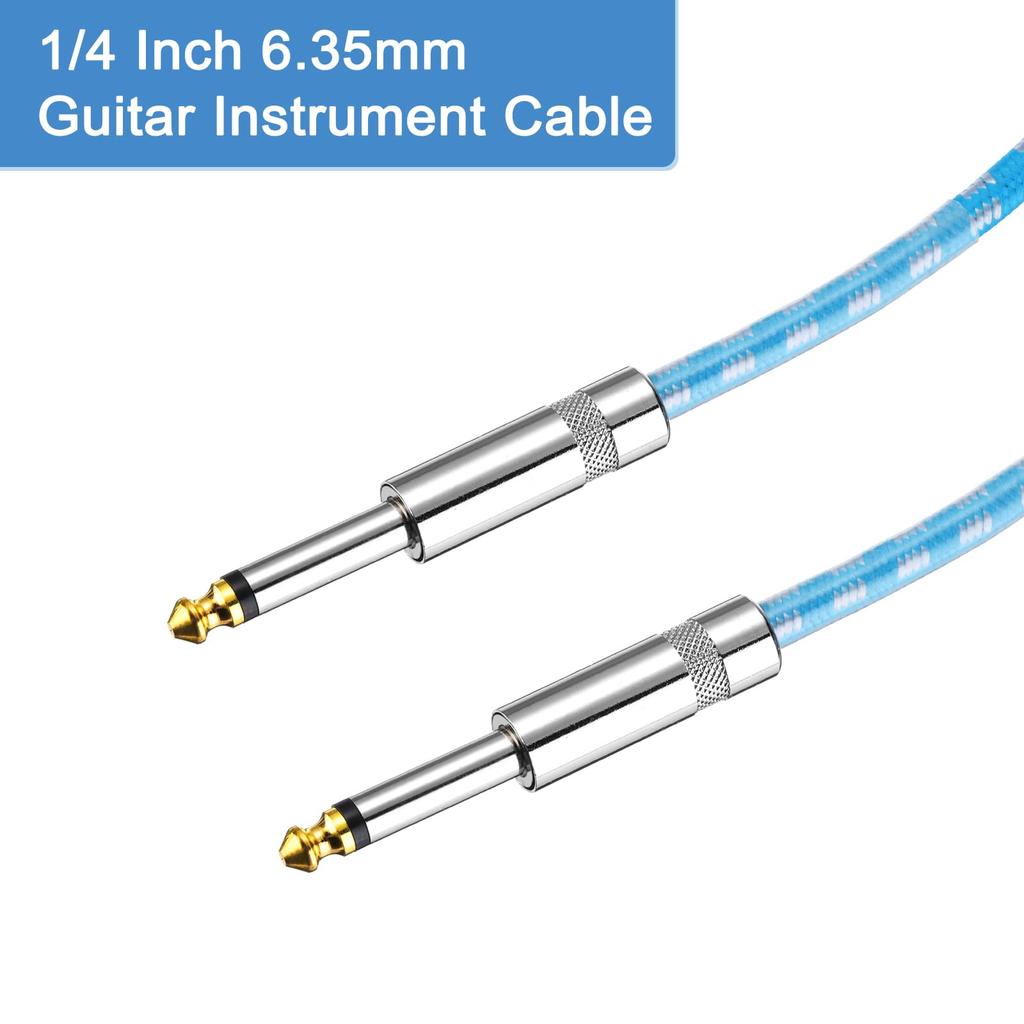 uxcell 20ft Guitar Instrument Cable, 14" to 14" Straight 6.35mm Female to Female Jack Stereo Audio Interconnect Cord, Balanced Line for Guitar and