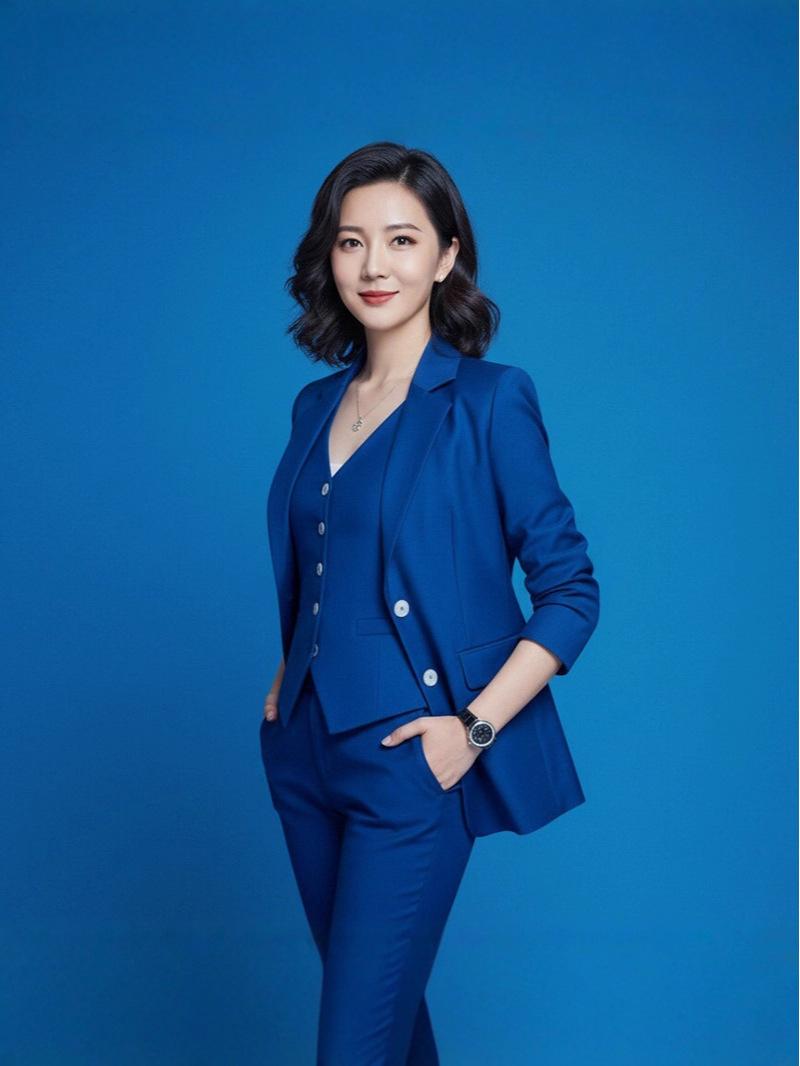 Women s Royal Blue Three-Piece Suit Set - High-End Professional Wear for Spring & Autumn Small