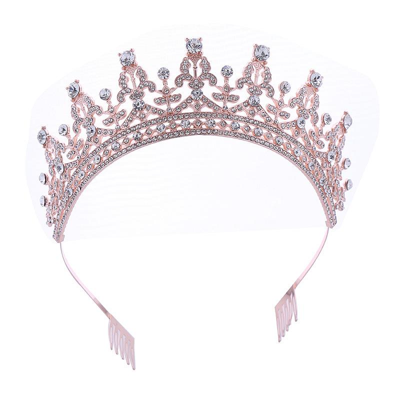 European and American Bridal Crown Tiara Alloy Crystal Wedding Hair Accessories Crown Birthday Party Headband Jewelry