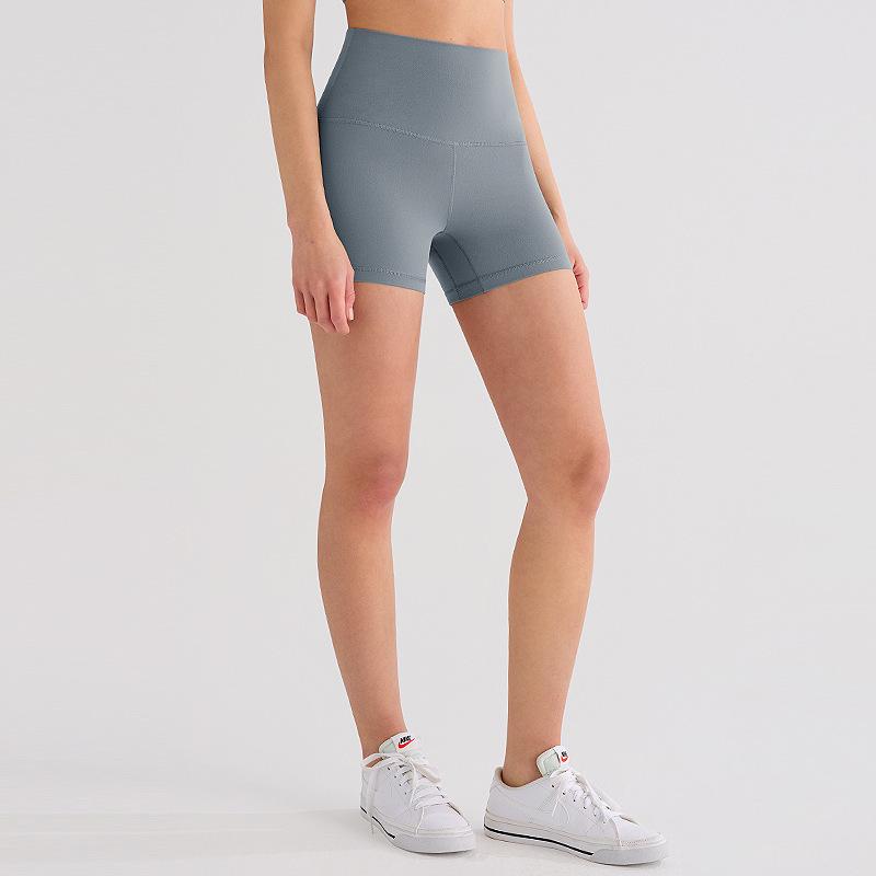 

Lulu Style High-Waist Nude Yoga Shorts for Women - Hip-Lifting, Tight Elastic Fit, Solid Color S